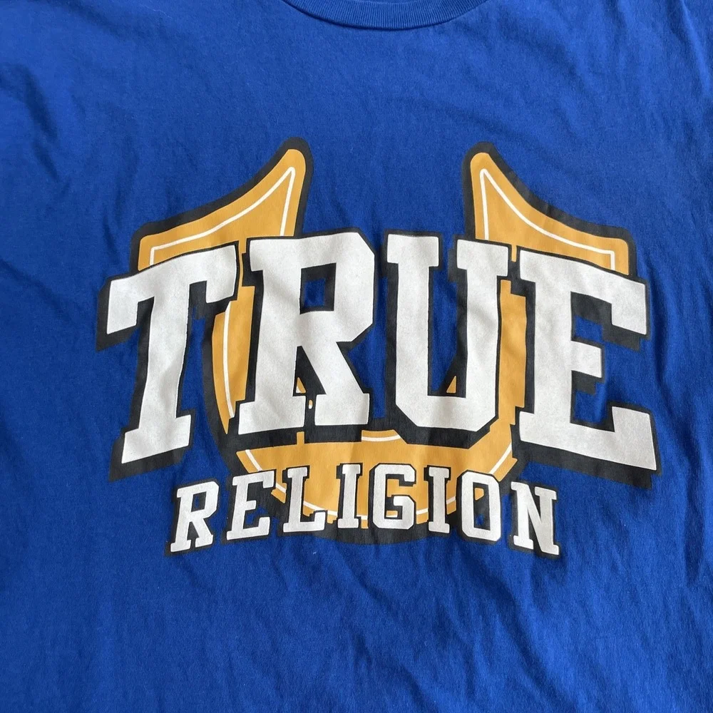 True‎ Religion Shirt Mens Blue 2XL Short Sleeve Big Logo